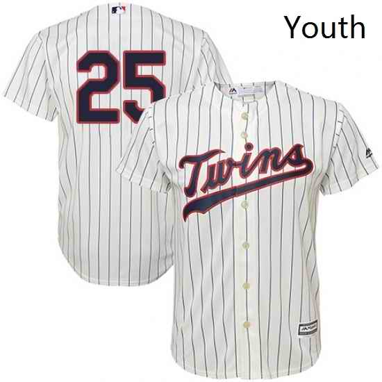 Youth Majestic Minnesota Twins 25 Byron Buxton Replica Cream Alternate Cool Base MLB Jersey